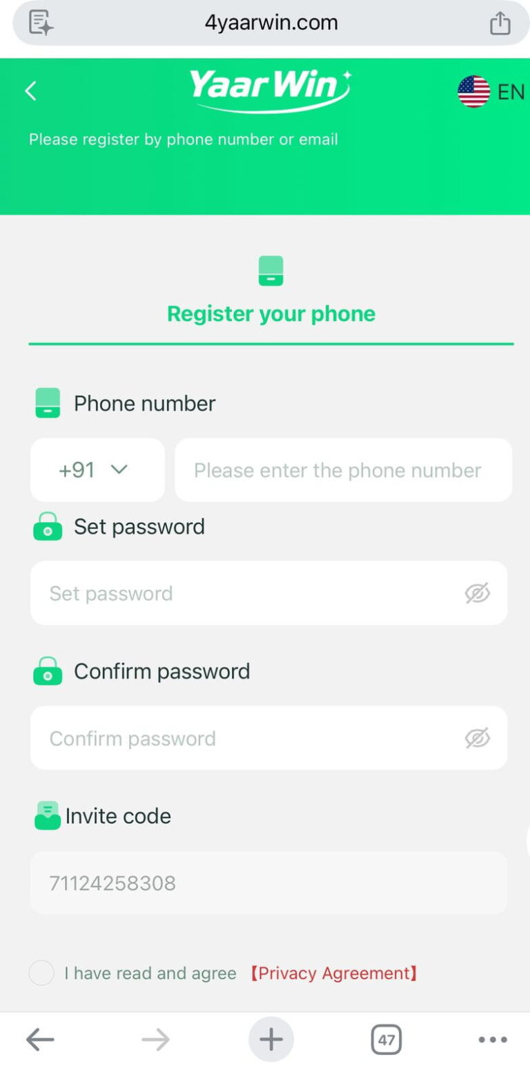 yaar win game register and play now